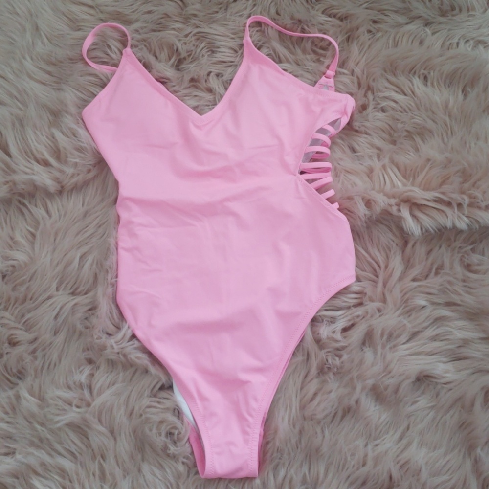 Pink One Piece Bathing Suit Size Large